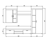 Гостиная Самба 3 Черный 0190 / Белый Фасадный 0101 290*45*203 см, Черный, Белый Фасадный   Фиеста