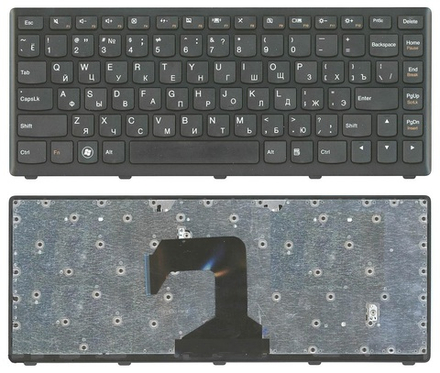 Клавиатура для ноутбука Lenovo IdeaPad S300, S400, S400U, S405 (Черная, с черной рамкой)