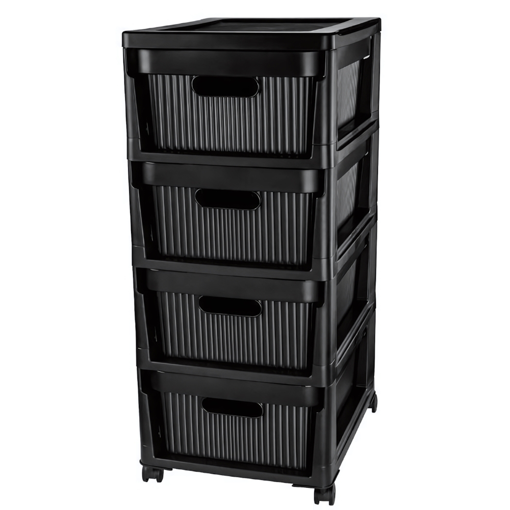 Комод на колесах velvet, 4 ящика, 300х385х690 мм (черный)