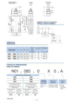Тормозной клапан односторонний N01.086.DKO.A G3/8" (VBCD) настройка пружины 60:350 BAR, 8:1