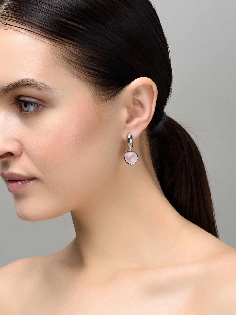 Серьги "Amour" silver с розовым кварцем