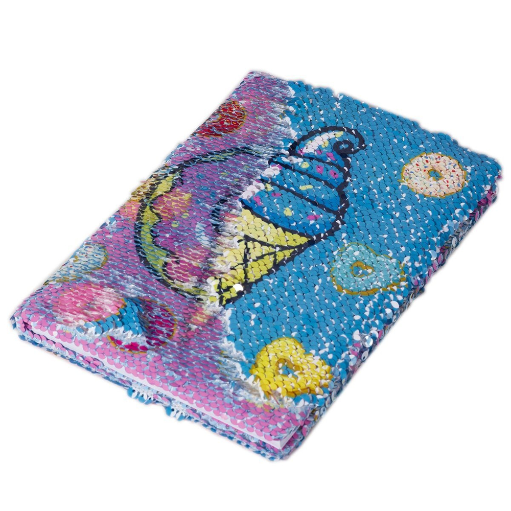 Записная книжка А5, 7БЦ, Alingar, пайетки, двухсторонний дизайн, 80 л.. линия, "Сладости"