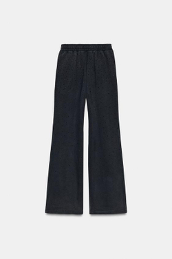 ZARA БРЮКИ ИЗ ФУТЕРА С БЛЕСТКАМИ, ЧЕРНЫЙ