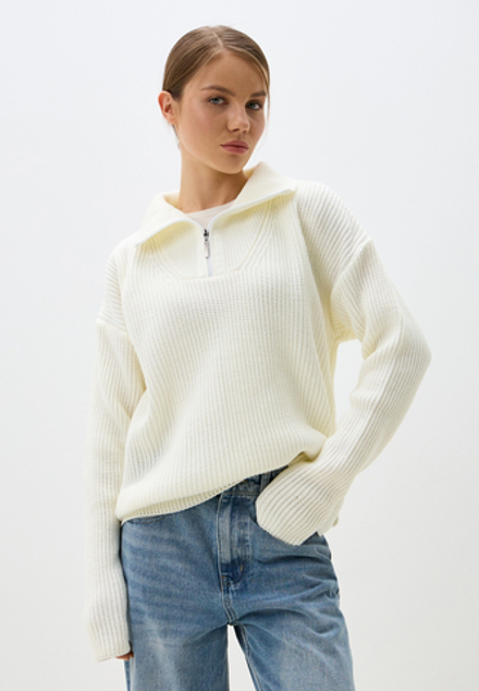 Свитер на замке, цвет молочный