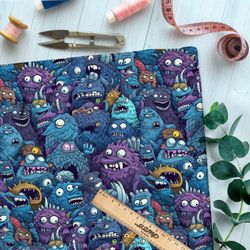 Ткань премиум габардин глазастые монстры