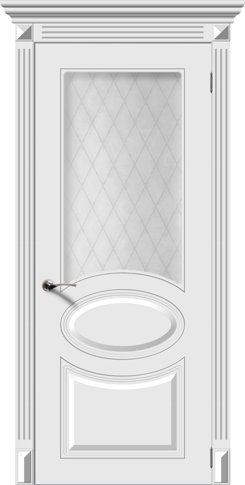 Межкомнатная дверь Джаз / Цвет Белый / Остекление "Белое матовое Кристалл" / Двери Верда
