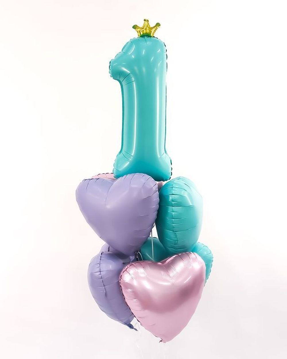 Шар (32''/81 см) Цифра, 1 Золотая корона, Аквамарин, 1 шт. в уп.