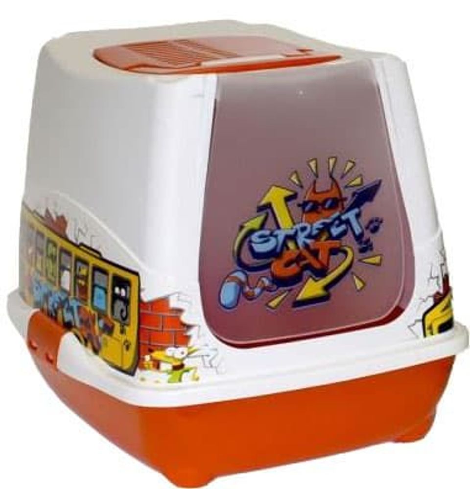 Туалет-домик для кошек  Trendy Cat  "Graffiti Fun" оранжевый