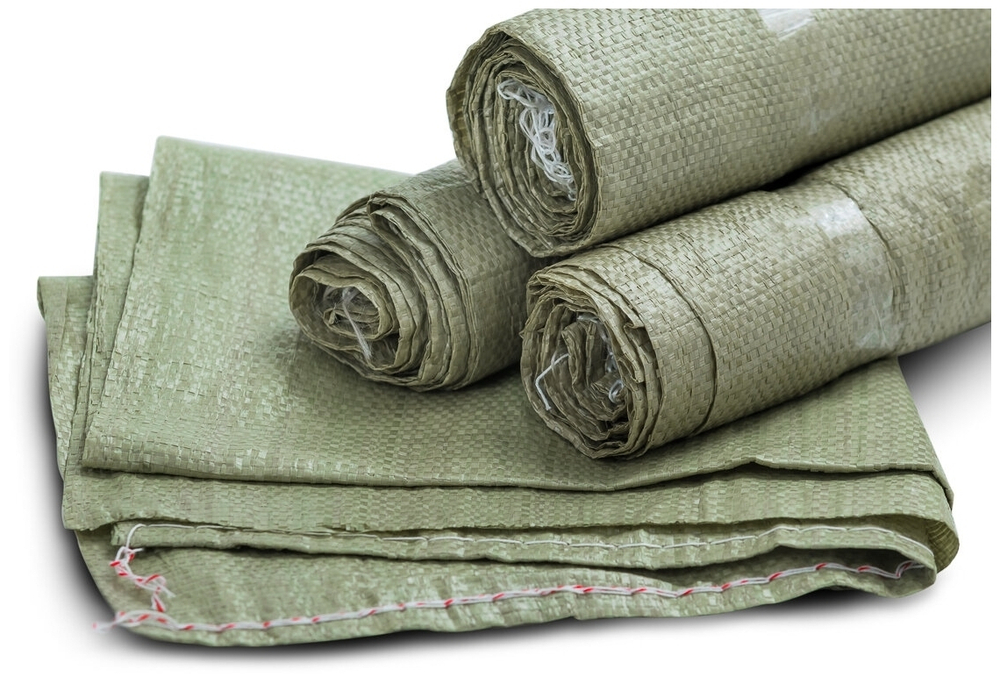 Мешки строительные полипропиленовый зеленые, 50 х 90 см