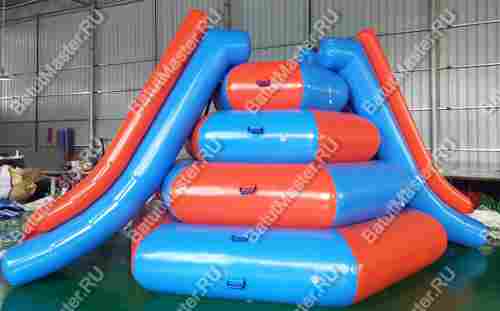 Надувной водный аттракцион "Веселые ярусы-2" сине-оранжевый размер 4,6*4,6*3 м