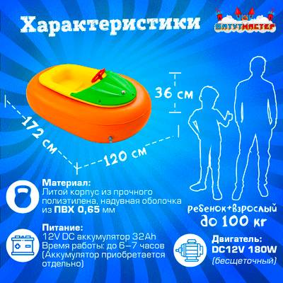 Бамперная лодка «Манго Оранж», взрослая, на часовом механизме, оранжевая 172×120×36 см