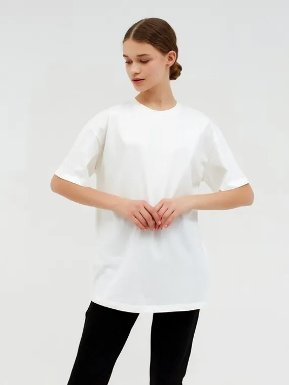 Футболка женская MINAKU: Оversize, цвет экрю, р-р 48