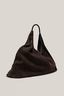 Massimo Dutti Большая кожаная сумка-шоппер из натуральной кожи - Limited Edition, коричневый