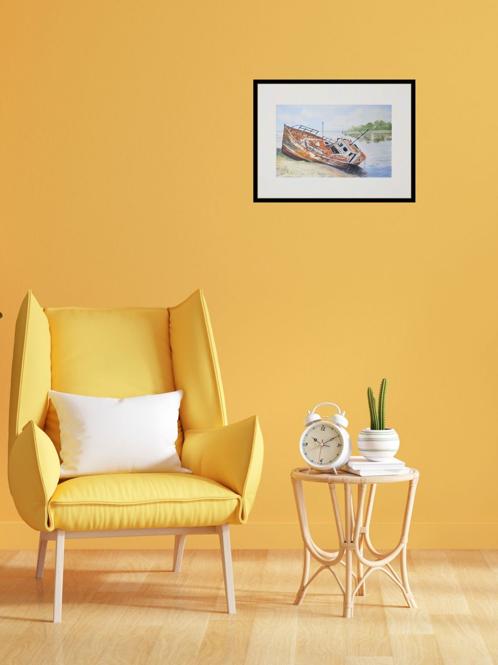 Картина авторская акварельная в паспарту 30х40 см на стену для интерьера "Последний причал"