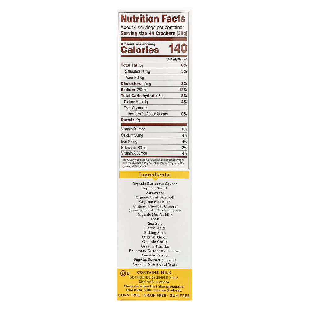 Simple Mills, Pop Mmms™, запеченные крекеры, вкус чеддера, 113 г (4 унции)