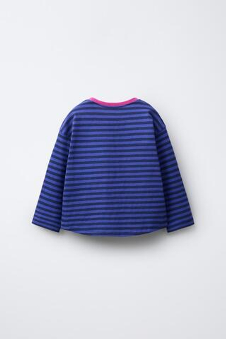 ZARA ФУТБОЛКА В ПОЛОСКУ, ЭКРЮ/СИНИЙ