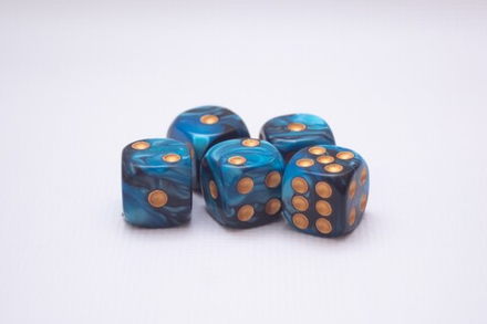 Кости 16 мм. Д6 сине-черные - 5 шт.