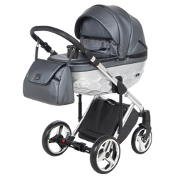 Детская коляска Adamex Chantal Star Collection 2 в 1 STAR103 (Т.СЕР.ПЕРЛ.КОЖА+ХРОМ РАМА)