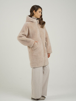 Шуба из шерсти чебурашка тедди, пудровая, SilverFox