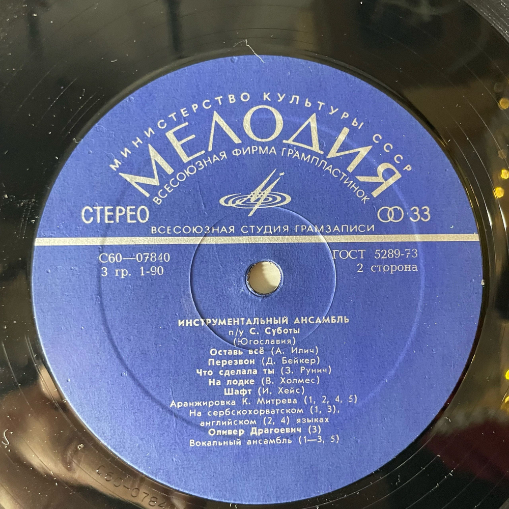 Винтажная виниловая пластинка LP Инструментальный Ансамбль Под Управлением Саши Суботы (СССР 1976)