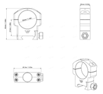 Кольца VECTOR Mark Medium на базу Picatinny, ø30 мм (4 винта), BH=11,0 мм