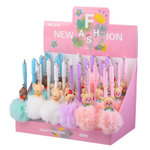 Ручка шариковая, Basir, синие чернила, серия "Медвежата пушистые", с пушистым брелоком, 24 шт