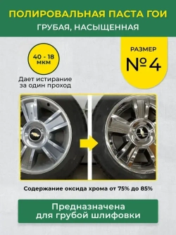 Полировальная паста ГОИ № 4 насыщенная, грубая 45 гр, паста гоя для метала
