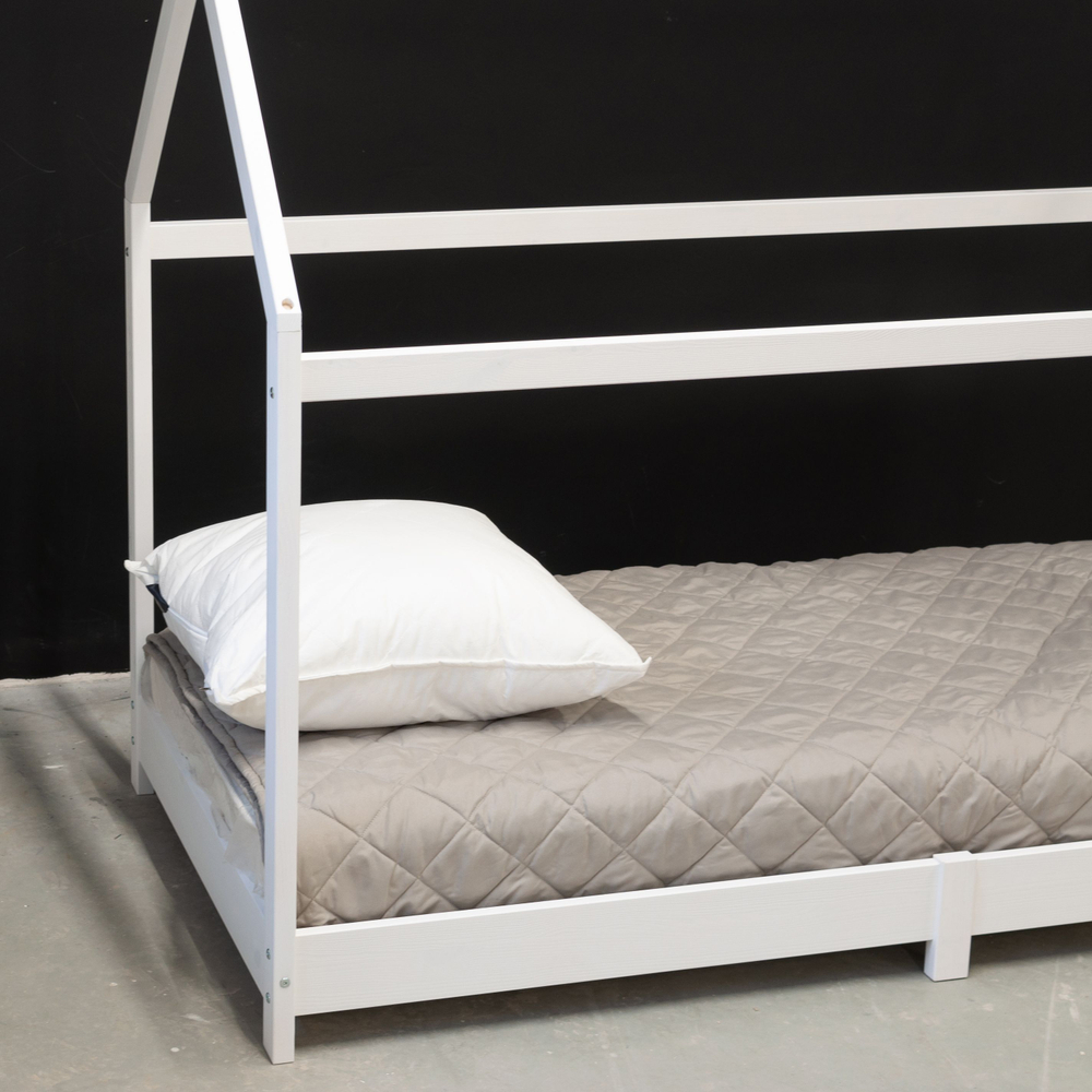 Кровать детская, 90х190, Кози, кровать домик, односпальная, из массива дерева, белый, Dipriz