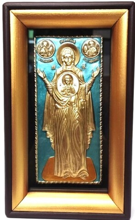Икона БМ Знамение 12х19.5: деревянная рамка, стекло (Греция)