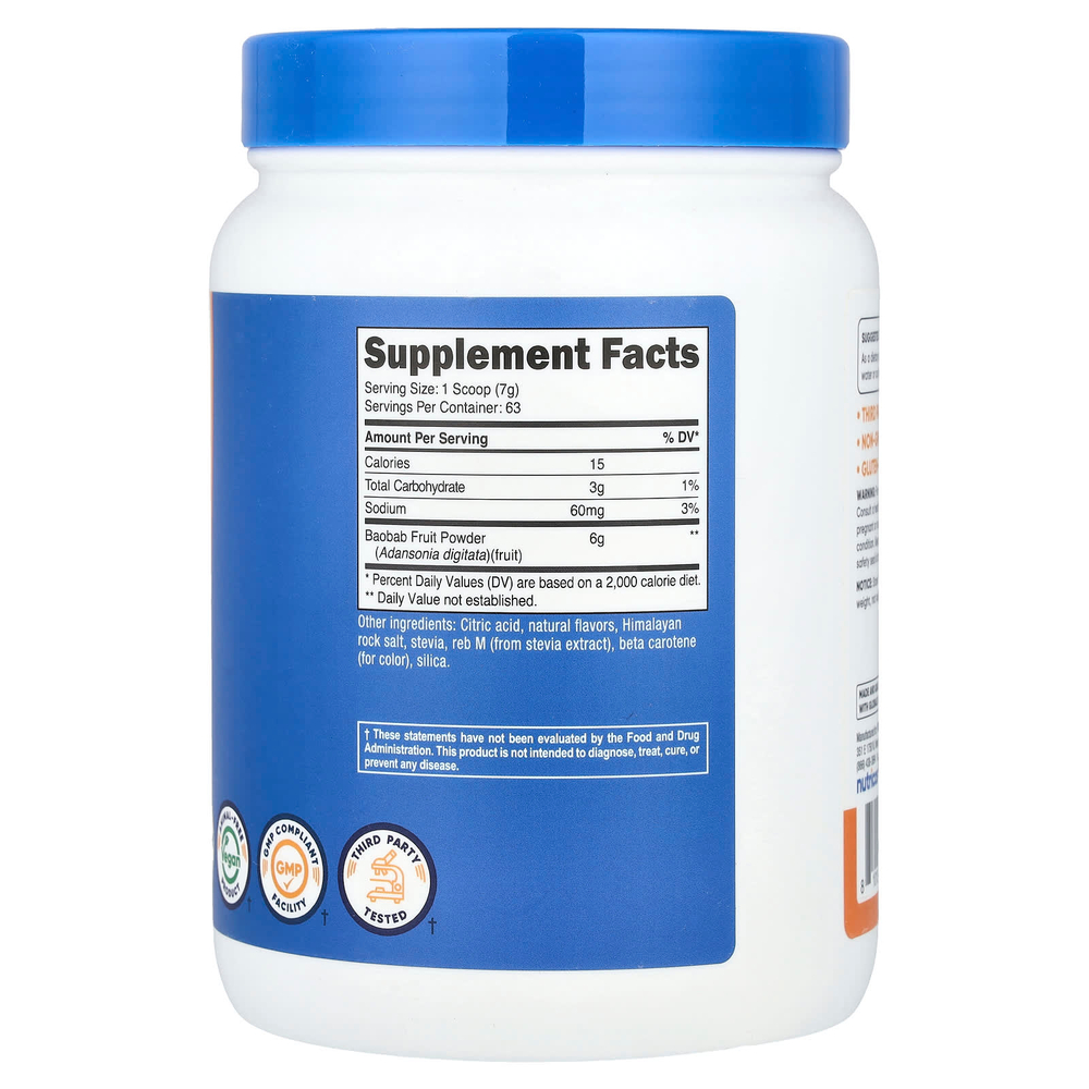 Nutricost, Порошок из плодов баобаба, апельсин, 454 г (1 фунт)