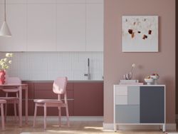 Стул с обивкой Saga, рогожка, розовый