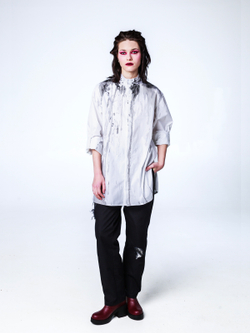 Рубашка "Смородина" с окрашиванием. Бело-черная