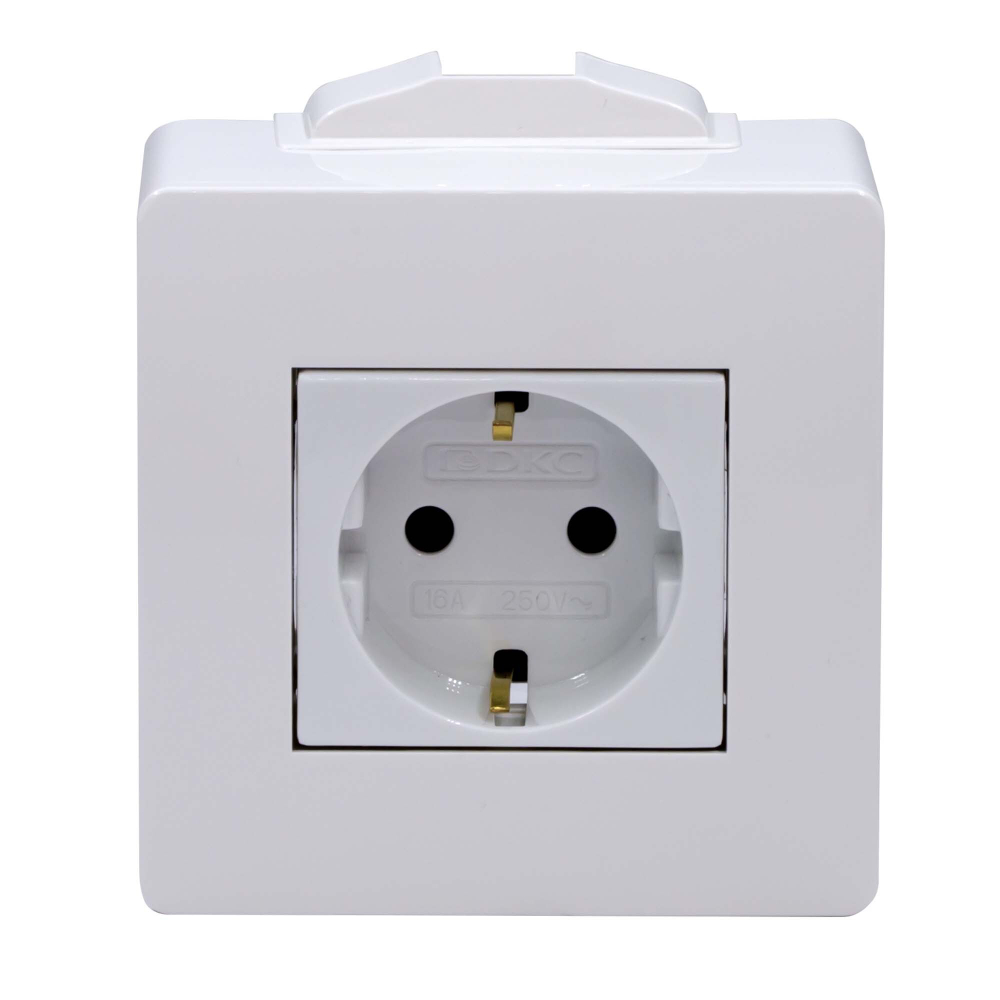 Коробка в сборе с силовой розеткой, белая DKC