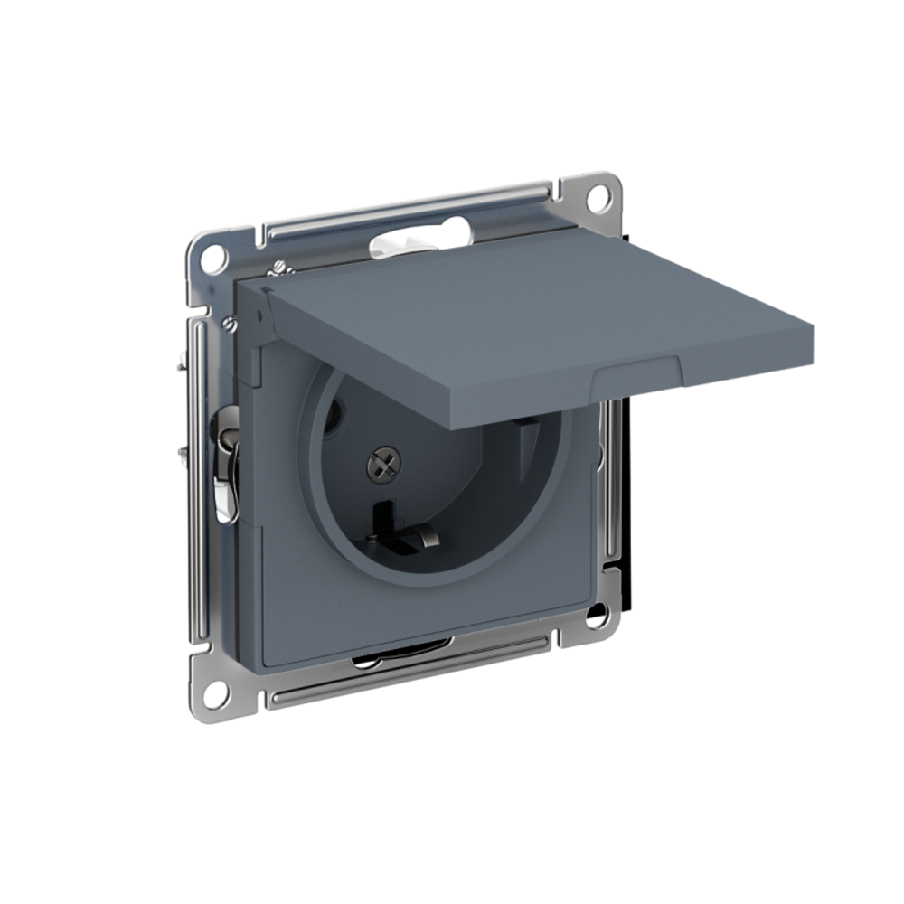 Розетка 1-м СП AtlasDesign 16А IP20 с заземл. защ. шторки с крышкой механизм грифель SE ATN000746 Розетка 1-м СП AtlasDesign 16А IP20 с заземл. защ. шторки с крышкой механизм грифель SE ATN000746