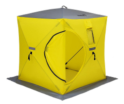 Палатка Helios куб 1,5х1,5м для зимней рыбалки (жёлт.-сер.) HS-ISC-150YG 085082