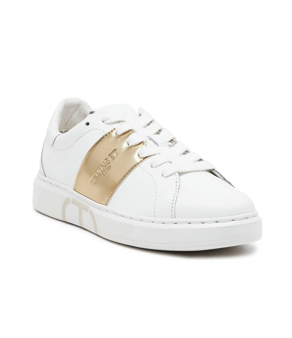 Кожаные кроссовки TWINSET - белый(241TCP010)