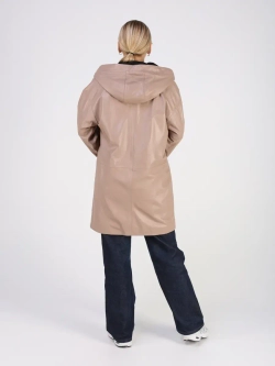 Кожаная куртка демисезонная с капюшоном длинная