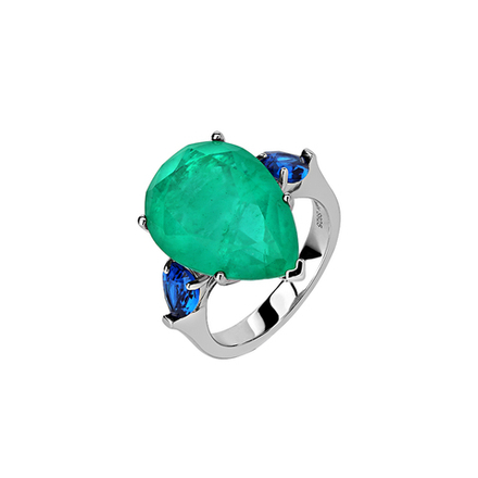 Кольцо Ermolov капля параиба с синим