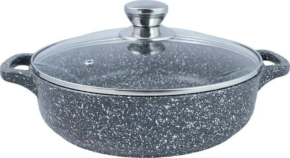 Жаровня Традиция ТМ 9263 а/пр литая 26см стекл/кр мрамор