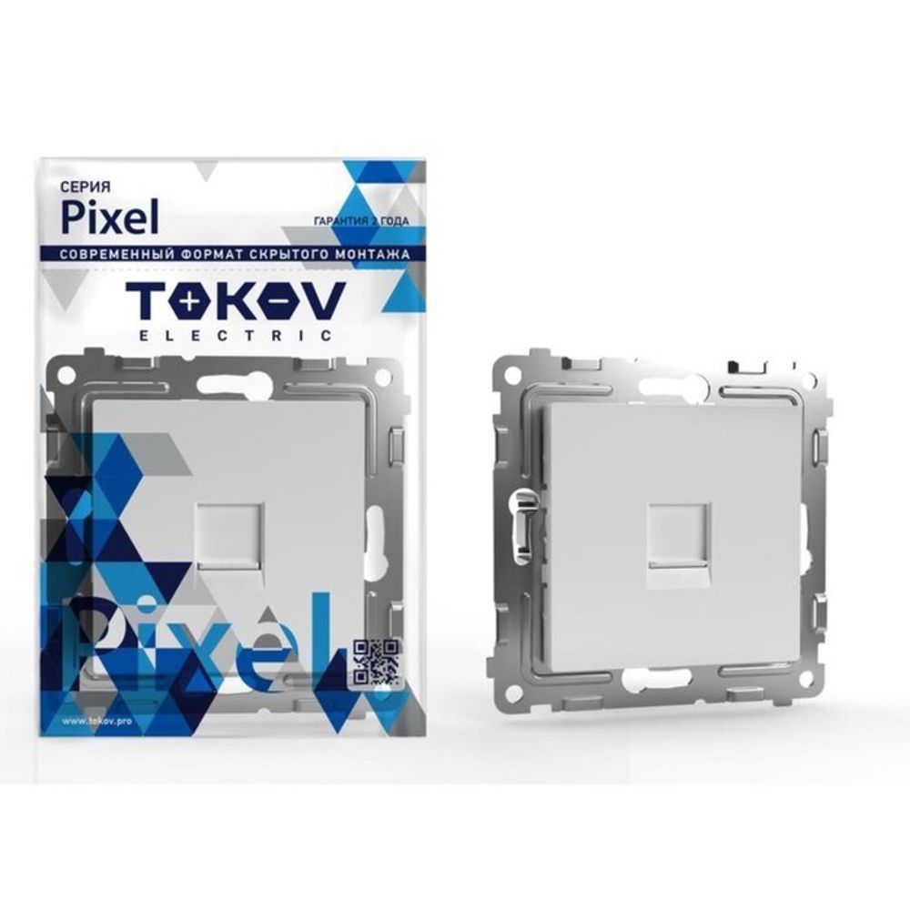 Розетка телефонная TOKOV ELECTRIC &quot;Pixel&quot; RJ11, механизм, одноместная, белый TKE-PX-RT1-C01