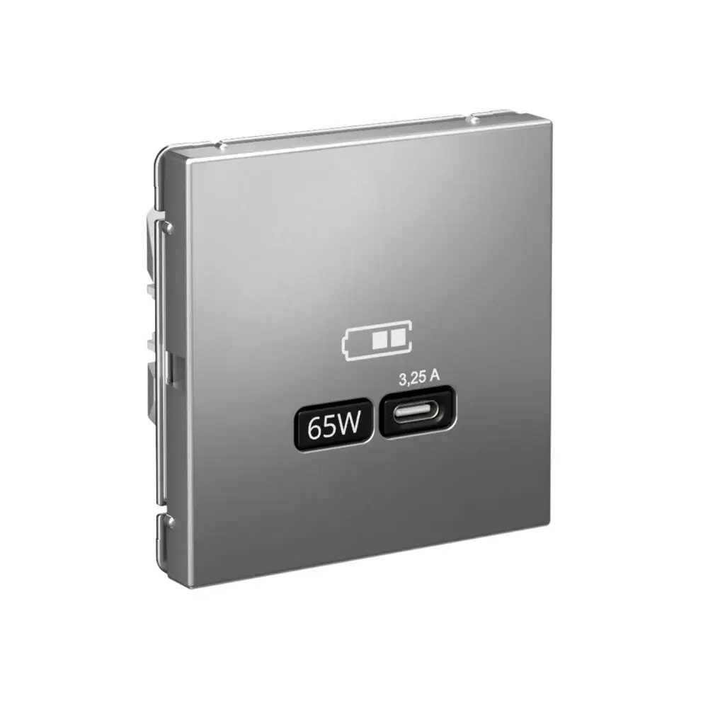 ARTGALLERY USB РОЗЕТКА тип-С 65Вт высокоскор.заряд. QC, PD, механизм, СТАЛЬ