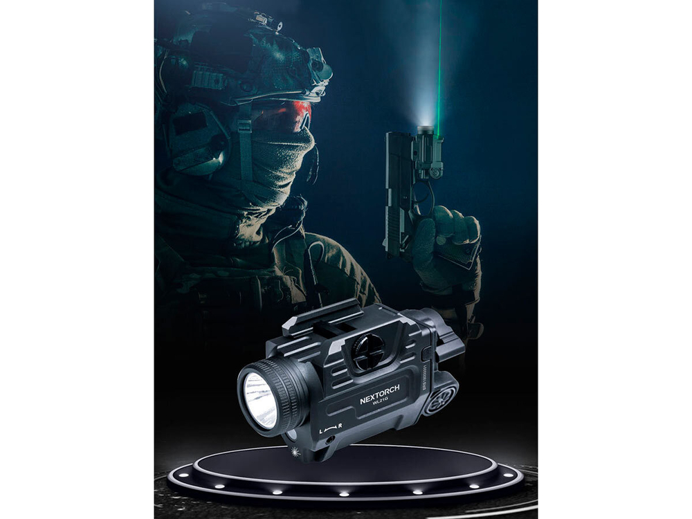 Фонарь подствольный Nextorch WL21G Dual-Light, пистолетный, 650 lm, зелёный ЛЦУ, на Picatinny, 16340 650mAh (6 шт./уп)