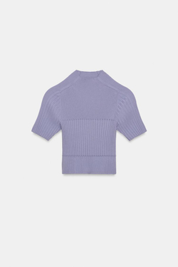 ZARA УКОРОЧЕННЫЙ ТОП В РУБЧИК, СИРЕНЕВЫЙ