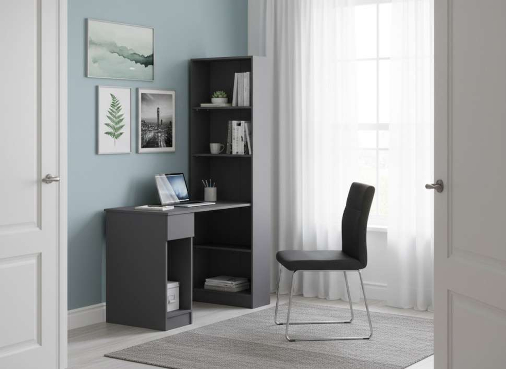Письменный стол со шкафом Лайт 10.01 темно-серый