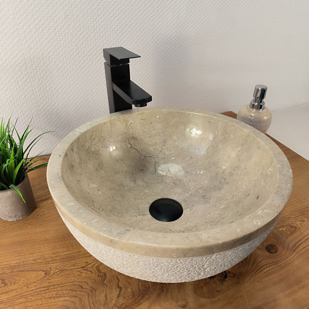 Раковина из мрамора Bowl Cream Dotted BM-66094 40х40х17 из натурального камня