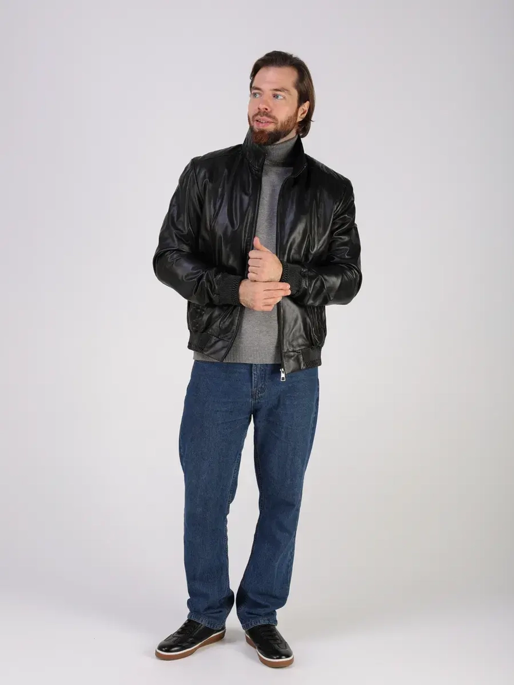 Кожаная куртка демисезонная на резинке