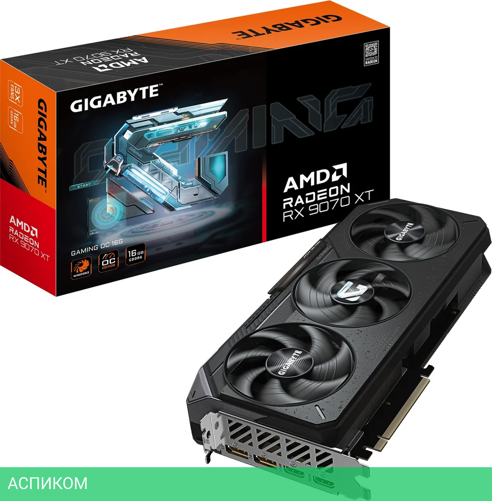 Видеокарта Gigabyte Radeon RX 9070 XT Gaming OC 16GB GDDR6 (GV-R9070XTGAMING OC-16GD)