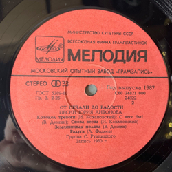 Винтажная виниловая пластинка LP Юрий Антонов, От Печали До Радости (СССР 1987)