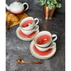 Чайная пара 240 мл d 10 см h5 см красная фарфор "The   Eco" P.L. Proff Cuisine [1]
