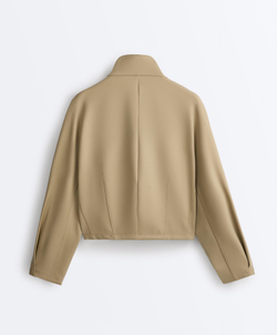 Oysho Куртка Boxy с эффектом неопрена, бежево-зеленый